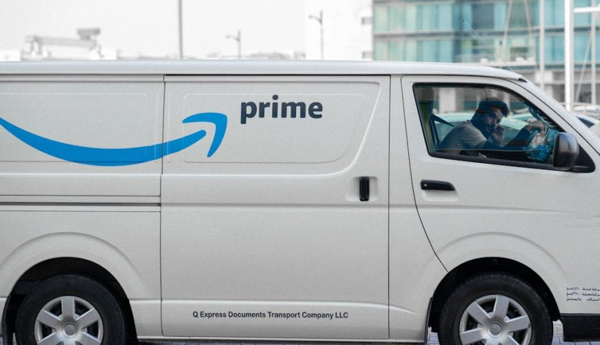 Amazon Delivery Van Parked in City
