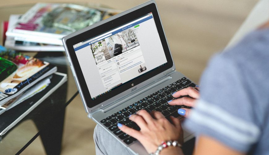Women typing on the notebook